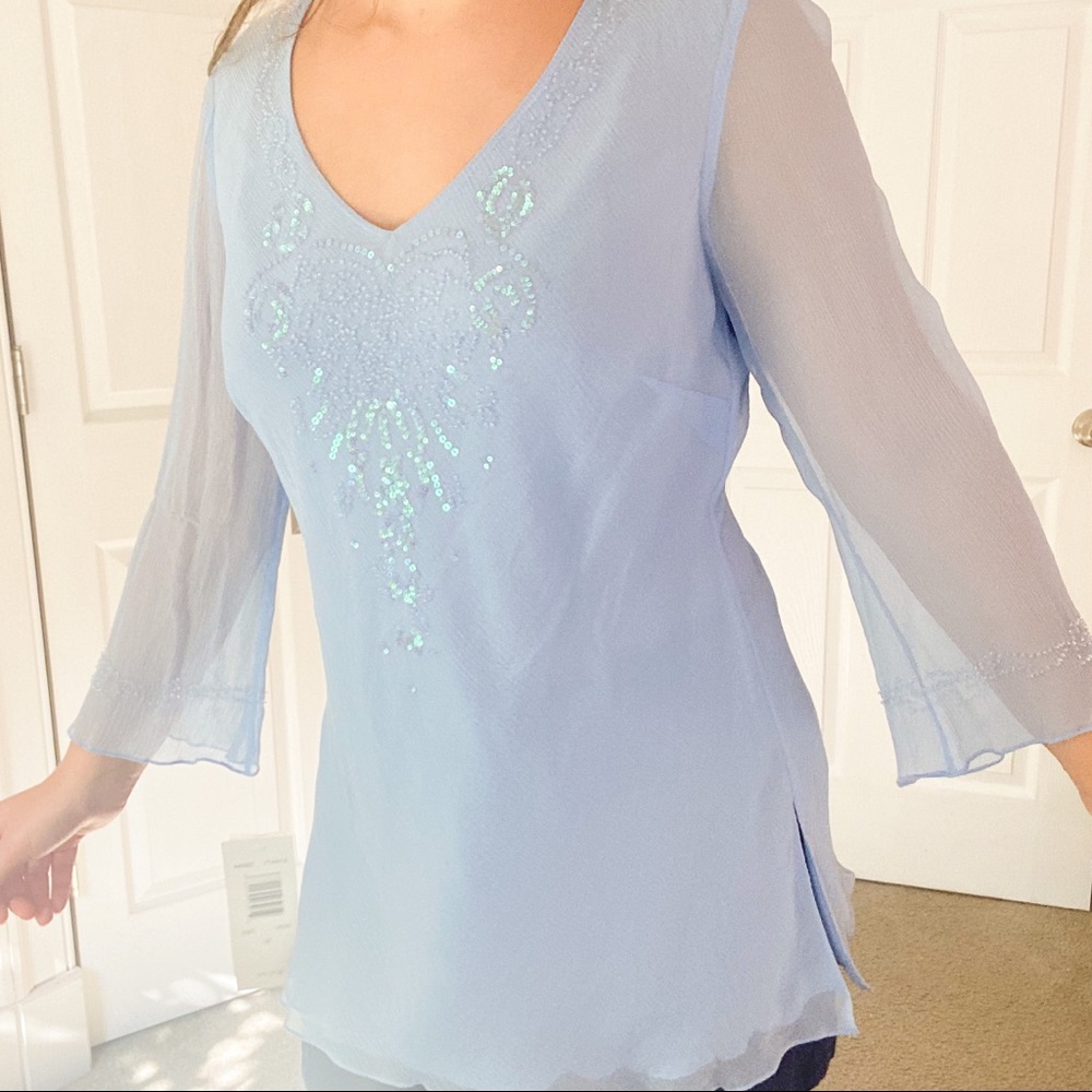 NWT Vintage ❄️ Size M Periwinkle Sequin Blouse
